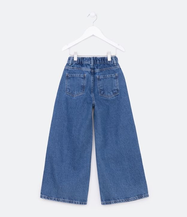 Pantalón Wide Leg Infantil en Jeans con Strass - Talle 5 a 14 años Azul 2