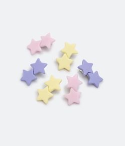 Kit 06 Presilhas de Cabelo Infantil em Formato de Estrela - Tam U