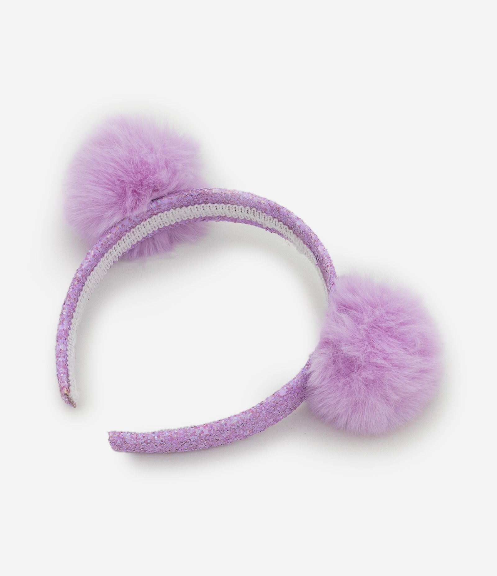 Tiara Infantil com Glitter e Pompons Lilás 3