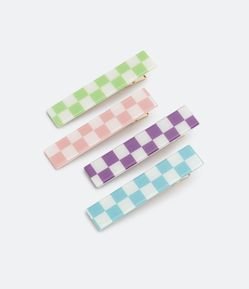 Kit 04 Presilhas de Cabelo Infantil com Xadrez Colorido