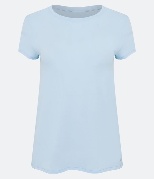 Camiseta Esportiva Básica em Poliamida com Manga Curta Azul Claro 6