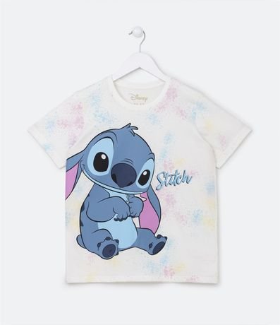 Blusa T-shirt Infantil com Estampa Stitch e Angel - Tam 5 a 14
