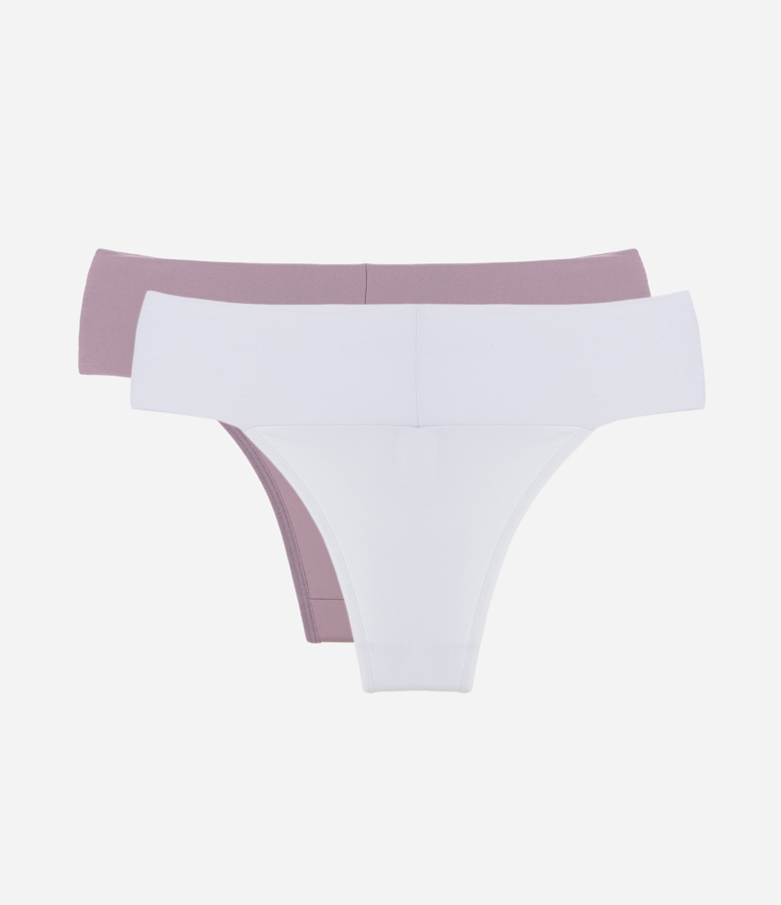 Kit 02 Calcinhas Biquíni em Poliamida com Lateral Larga Rosa/ Branco 2