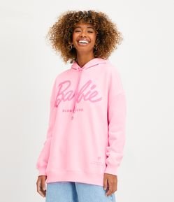 Blusão em Moletom com Capuz e Lettering Barbie Global Icon