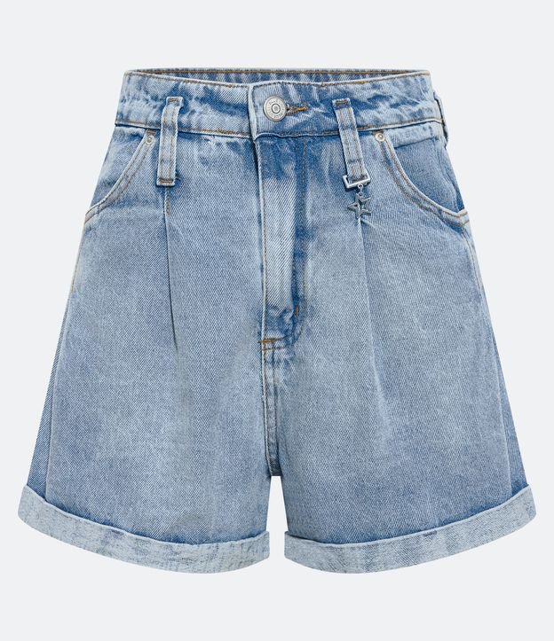Short Baggy Cintura Alta em Jeans Azul 5