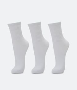 Kit 03 Meias Cano Médio em Algodão sem Costura e Texturizadas