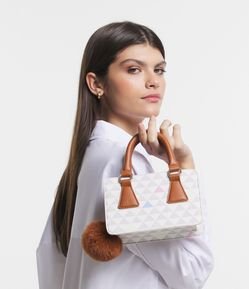 Bolsa de Mão com Estampa de Triângulos e Pompom