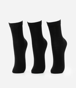 Kit 03 Meias Cano Médio em Algodão Seamless
