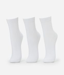 Kit 03 Meias Cano Médio em Algodão Seamless