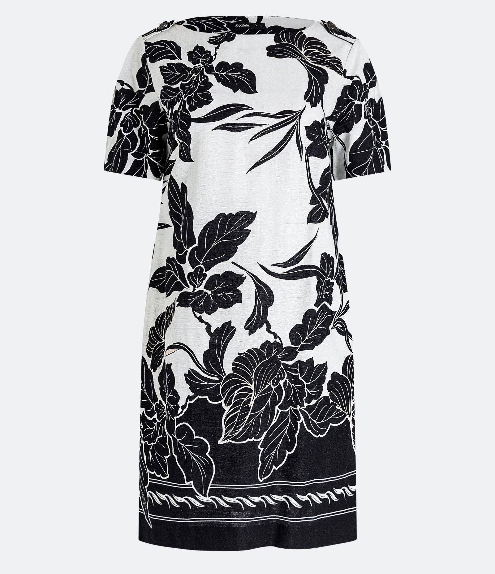 Vestido Curto Manga Curta em Linho com Flores e Folhagens Estampadas Branco 6