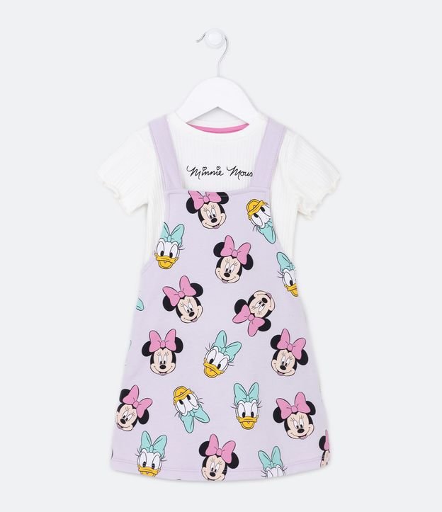 Vestido Salopete Infantil en Algodón con Blusa y Estampa Minnie y Daisy - Talle 1 a 6 años Violeta 1