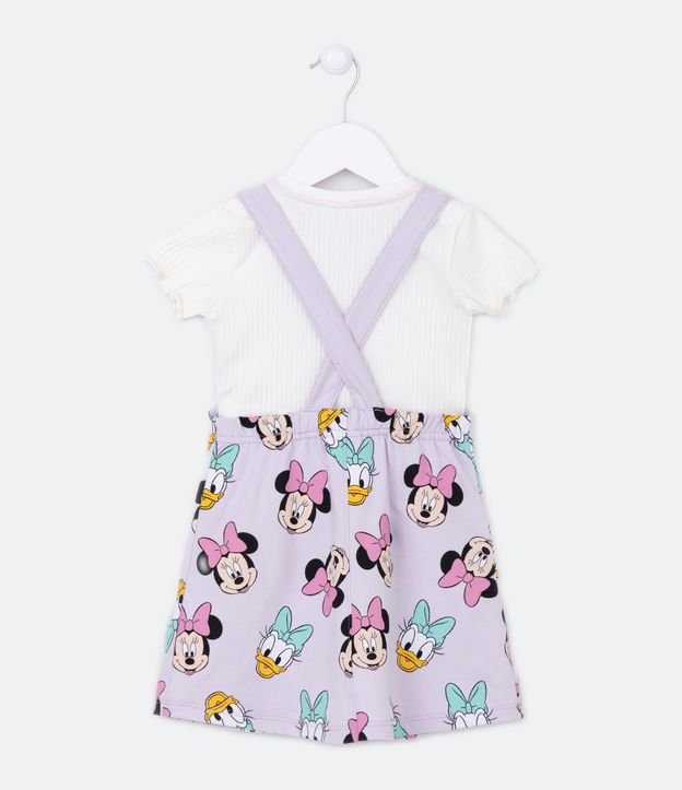 Vestido Salopete Infantil en Algodón con Blusa y Estampa Minnie y Daisy - Talle 1 a 6 años Violeta 2