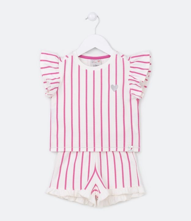 Conjunto Infantil com Estampa Listrada e Mini Coração - Tam 1 a 5 Anos