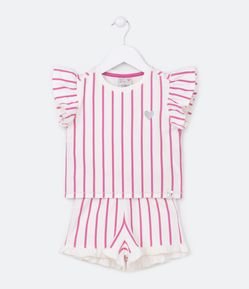 Conjunto Infantil com Estampa Listrada e Mini Coração - Tam 1 a 5 Anos