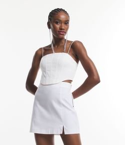 Blusa Cropped Corset em Bengaline com Decote Arredondado