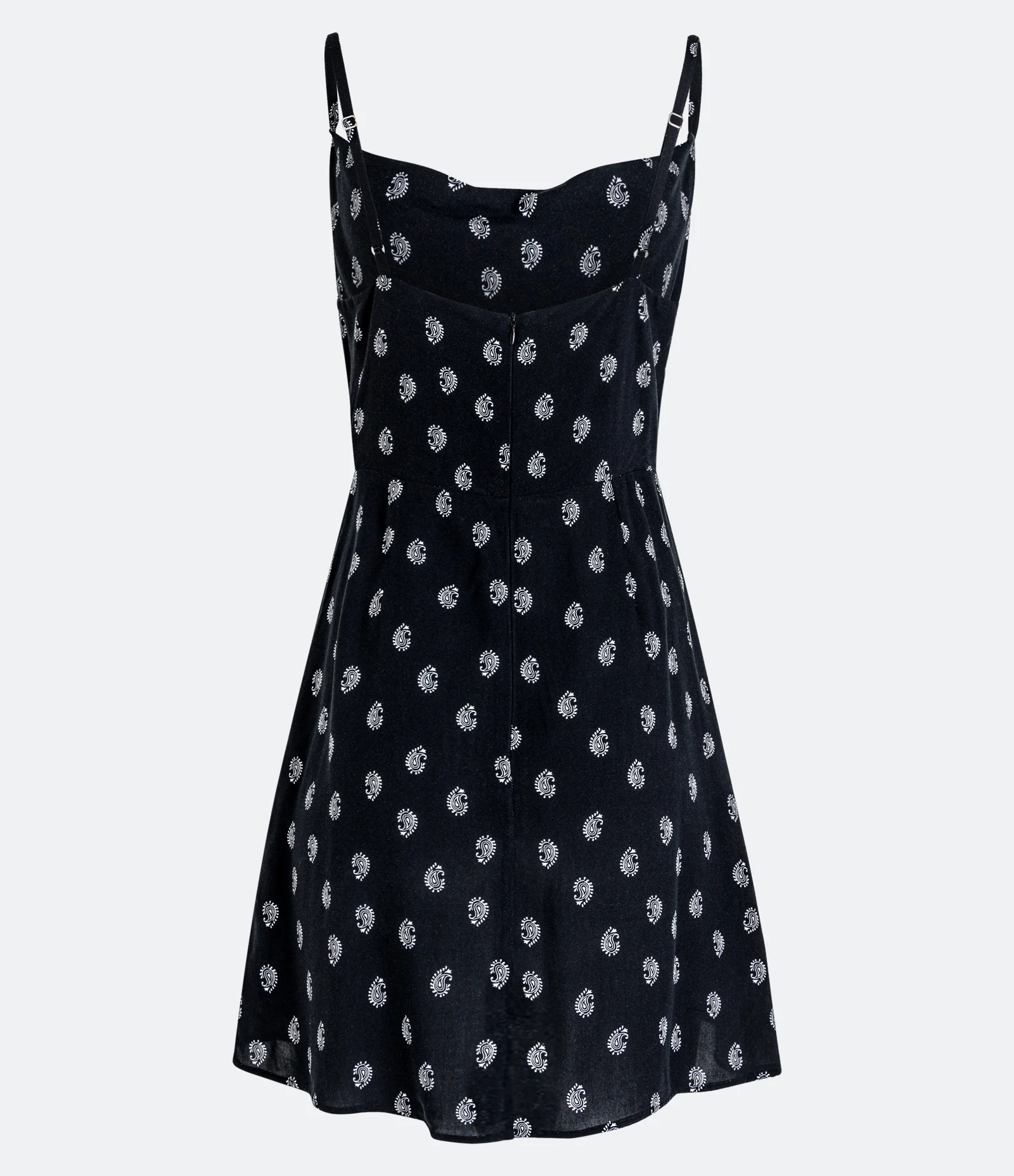 Vestido Curto de Alça em Viscose com Estampa Paisley Preto 2