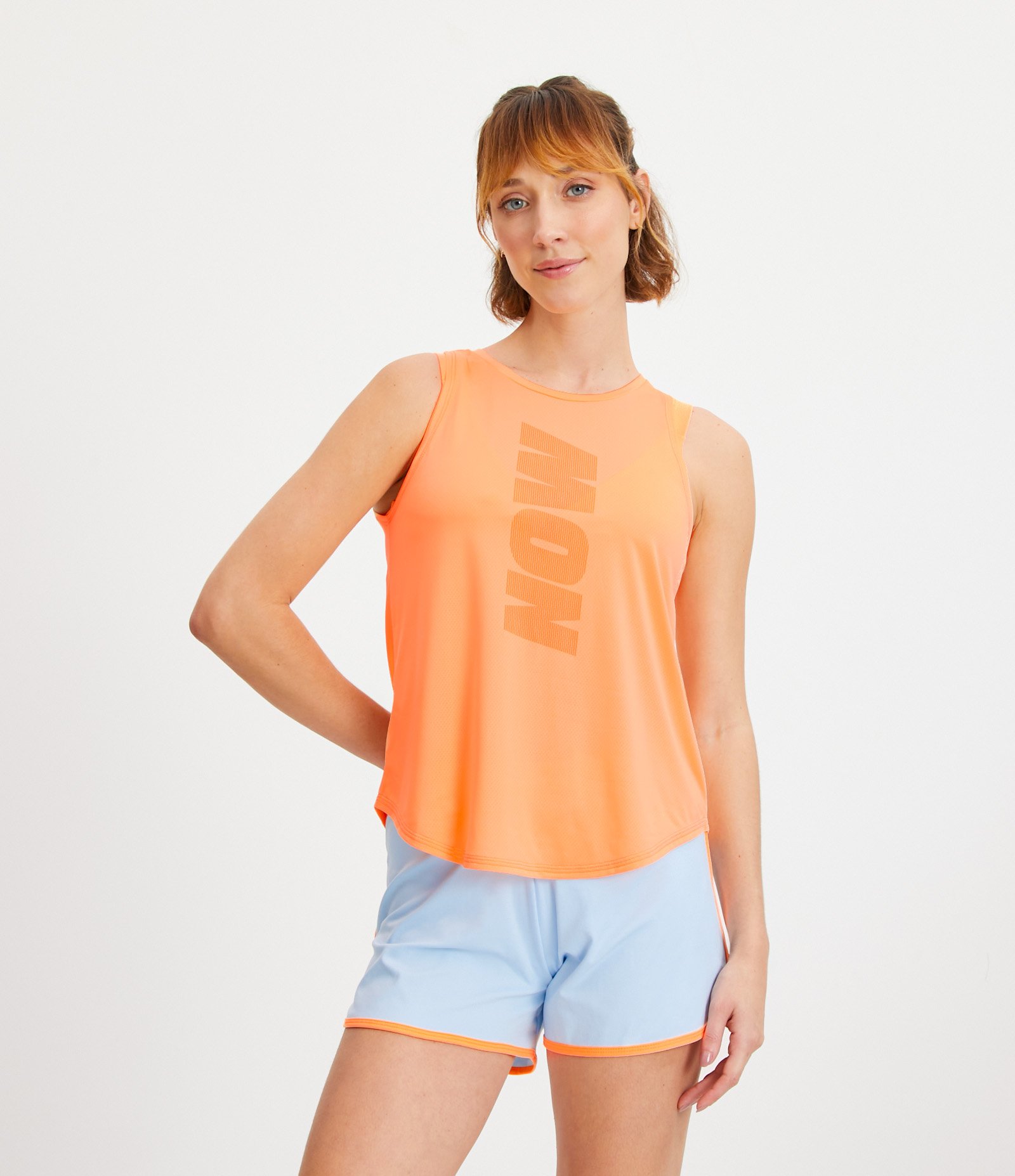 Regata Esportiva com Estampa Lettering e Transpasse nas Costas Laranja 1