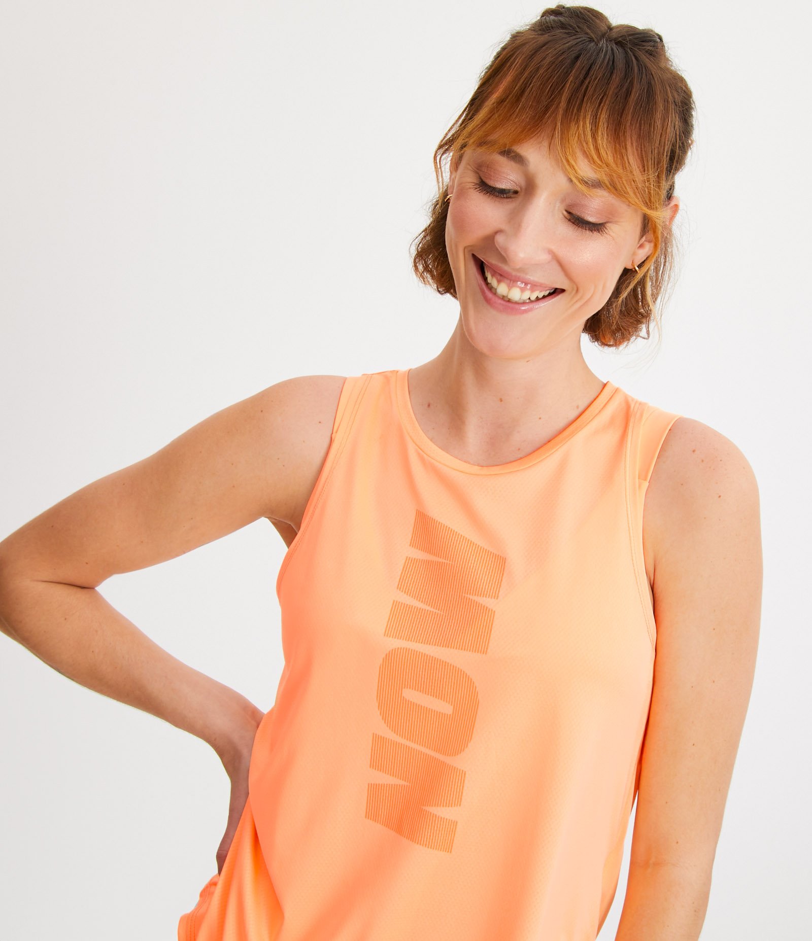 Regata Esportiva com Estampa Lettering e Transpasse nas Costas Laranja 4