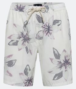 Bermuda de Passeio em Algodão com Estampa de Lírios