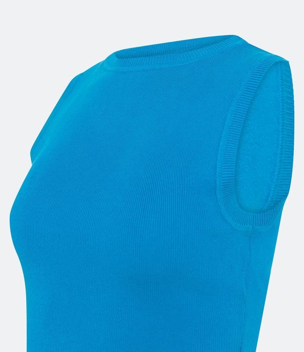 Blusa Regata Cropped em Viscose Canelada Azul 6