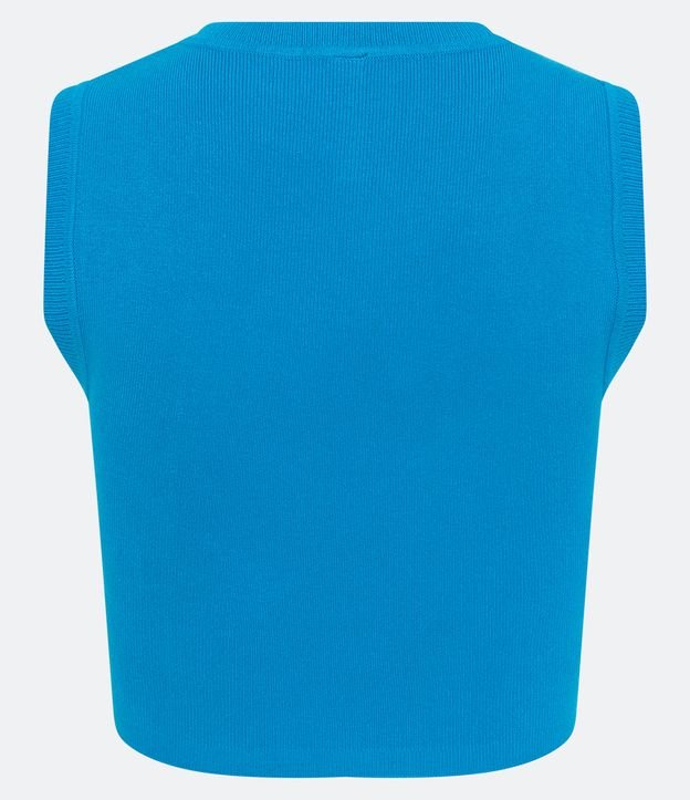 Blusa Regata Cropped em Viscose Canelada Azul 7