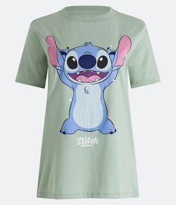 Camiseta Manga Curta em Meia Malha com Stitch Estampado