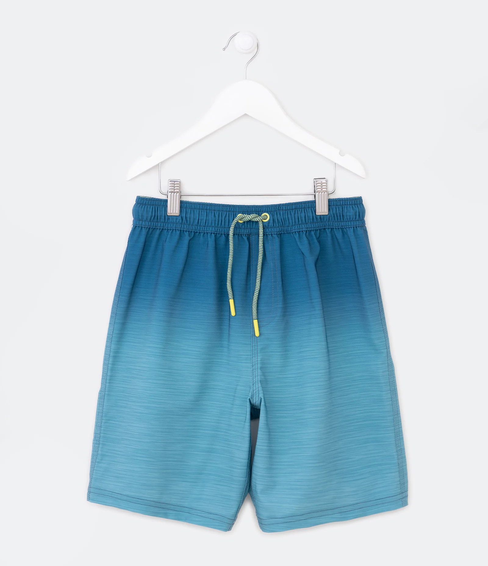 Bermuda de Banho Infantil com Cordão Neon e Estampa Degradê - Tam 5 a 14 Anos Azul 1