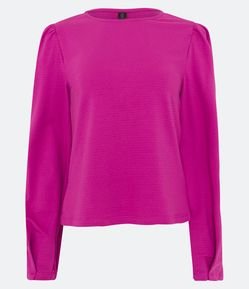 Blusa em Cotton Texturizada com Manga Bufante