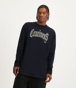 Camiseta Regular em Malhão com Lettering Craziness