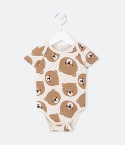 Body Infantil com Gola Americana e Estampa Ursinhos - Tam RN a 18 meses