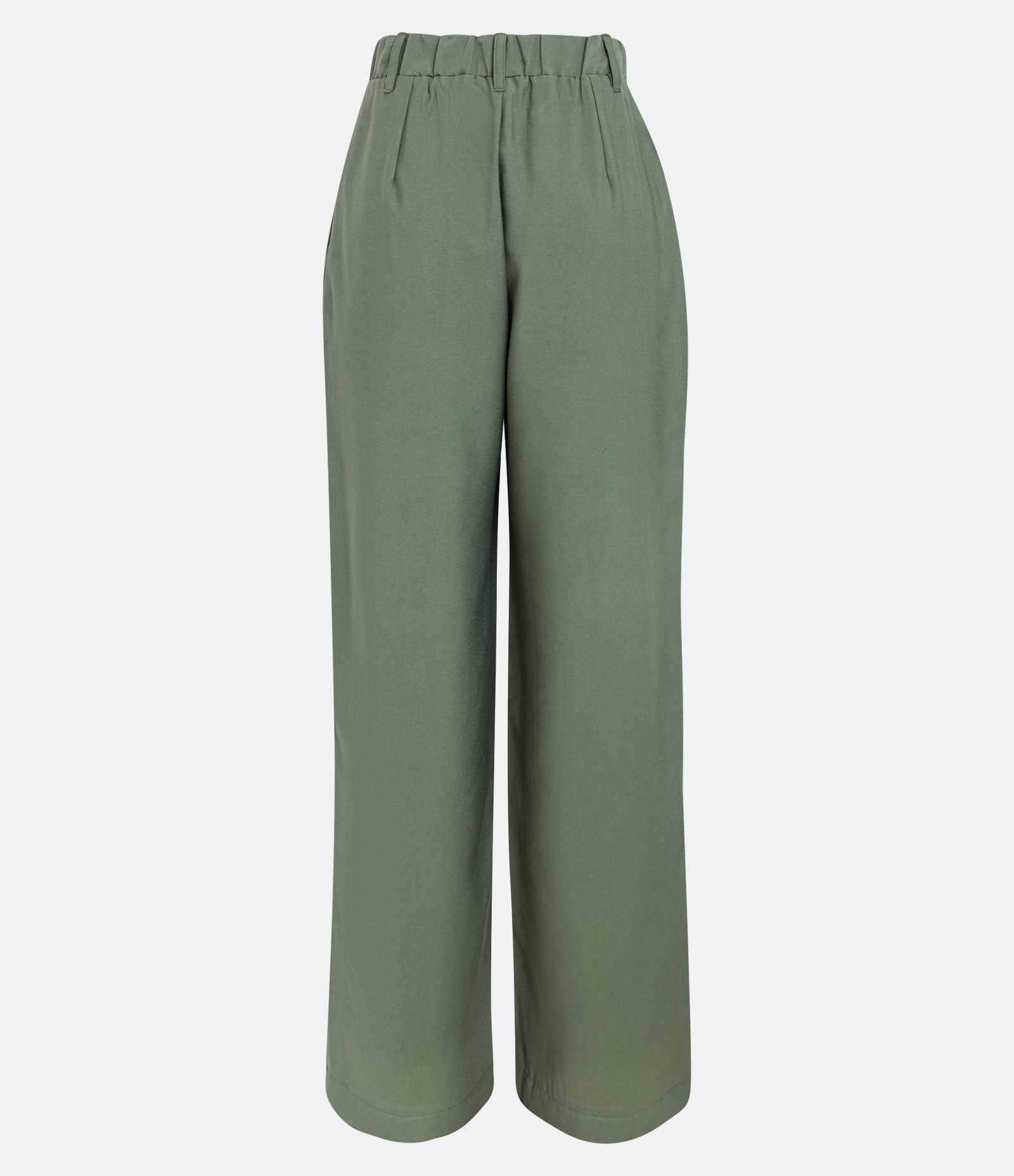 Calça Reta Alfaiataria em Sarja com Elástico e Pregas no Cós Verde 6