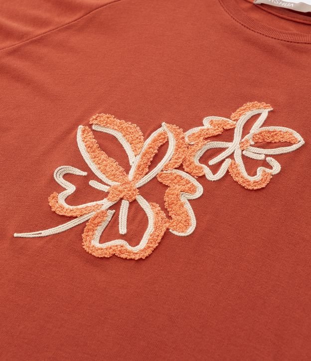 Blusa de Punto con Bordado de Flor en Chenille Curve & Plus Size Naranja 7