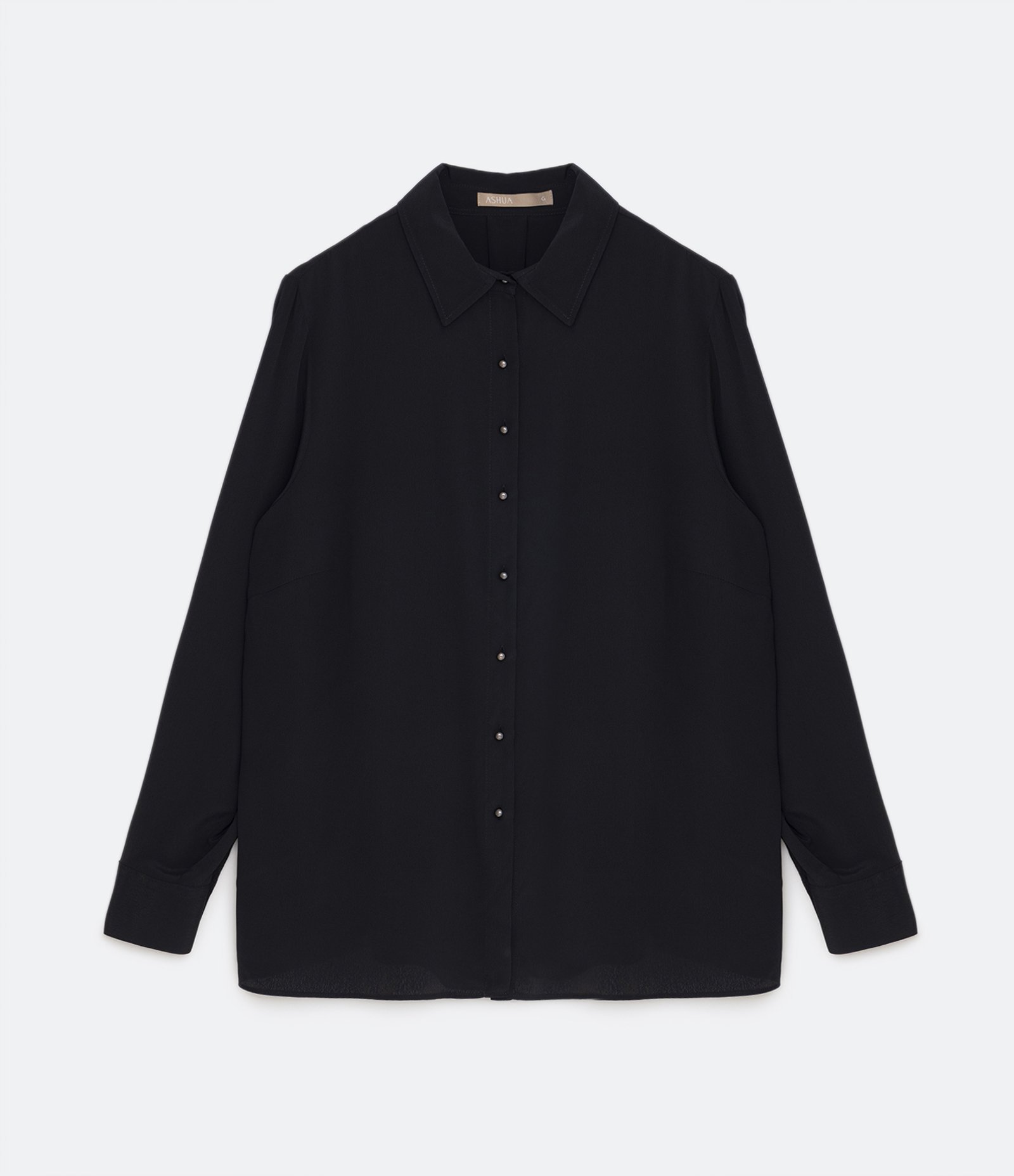 Camisa Básica em Crepe com Botões Curve & Plus Size Preto 4
