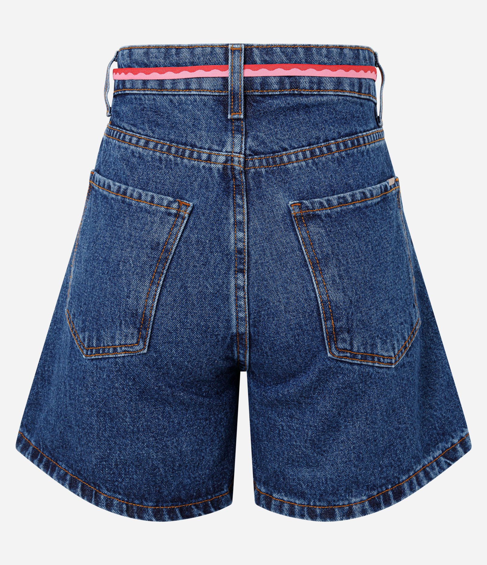 Short Mom Jeans Cintura Alta com Cordão na Cintura Azul 6