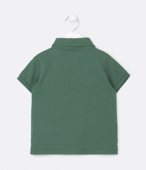 Camiseta Polo Infantil com Bordado e Fenda Lateral- Tam 1 a 5 Anos Verde Bandeira 2