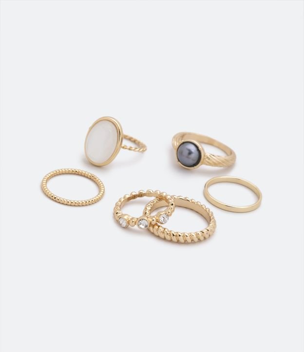 Kit 06 Anillos en Metal con Detalles Contrastantes Dorado 3