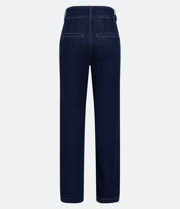 Pantalón Recto Jeans con Aro en la Cintura Azul 6