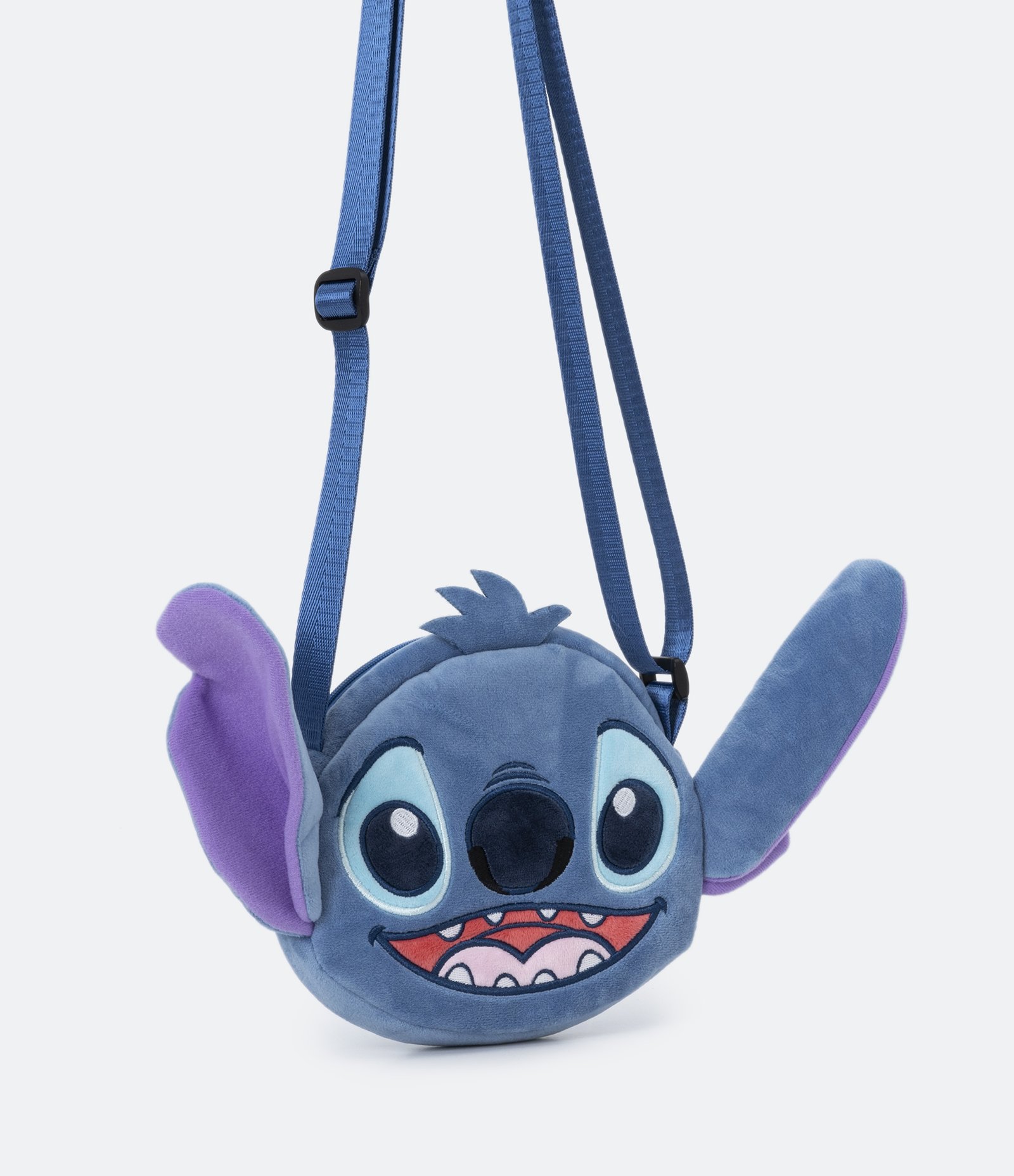 Bolsa Infantil Redondo com Bordado e Rosto do Stitch Azul