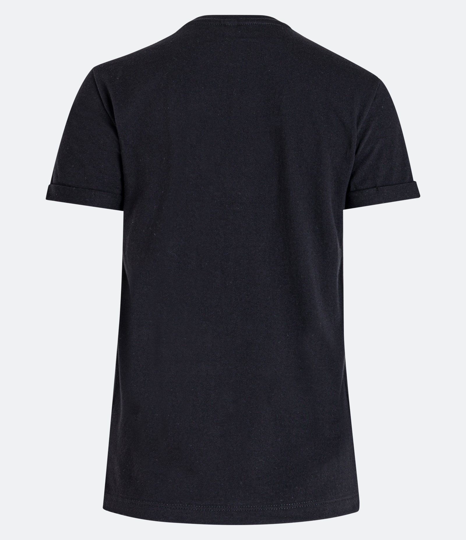 Camiseta Regular em Algodão com Manga Dobrada Preto 6