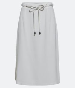 Saia Midi em Crepe com Cinto Corda e Fendas nas Laterais