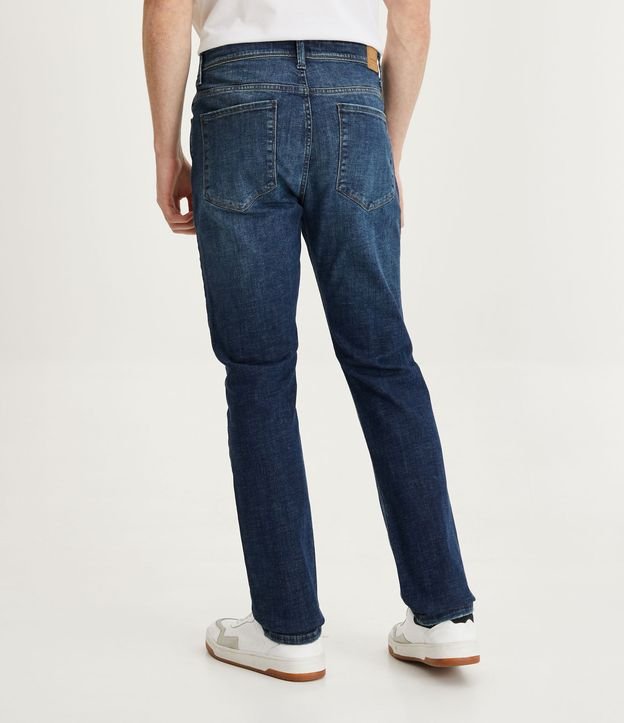 Calça Slim Jeans com Bolsos Azul Médio 3