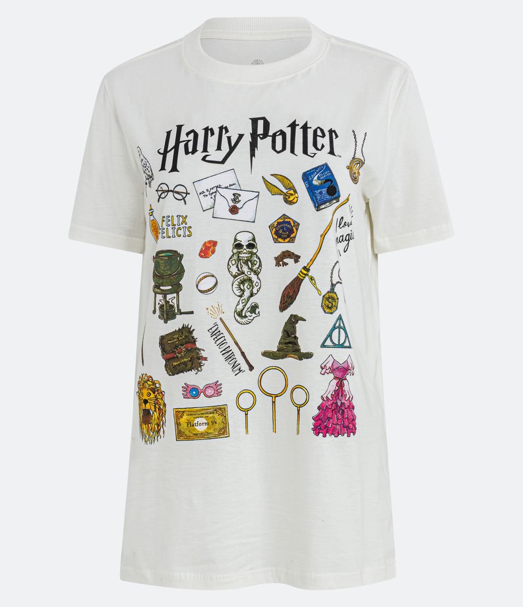 Camiseta plus size masculina feitiços cinza, Harry Potter