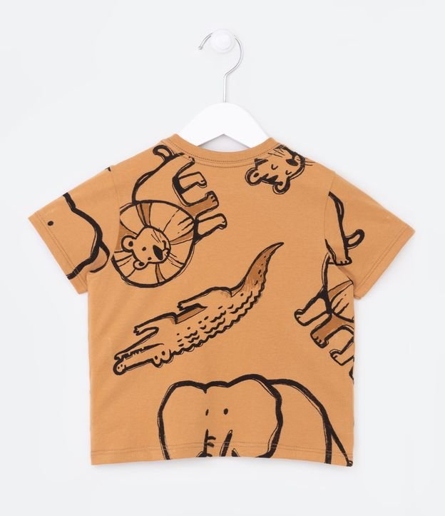 Remera Infantil con Estampado de Animalitos - Talle 1 a 5 años Marrón 2