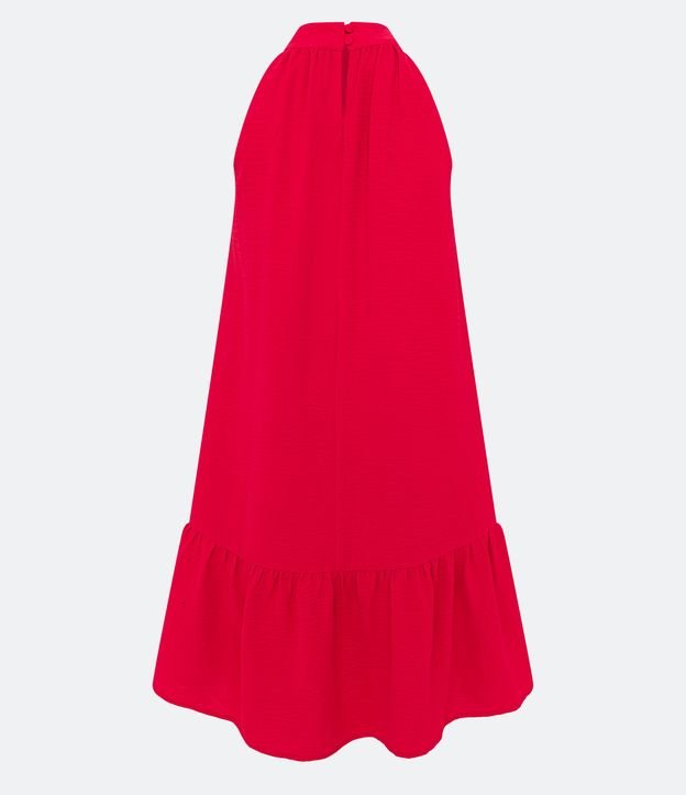 Vestido Airflow Sem Manga com Gola Alta e Franzido Vermelho 9