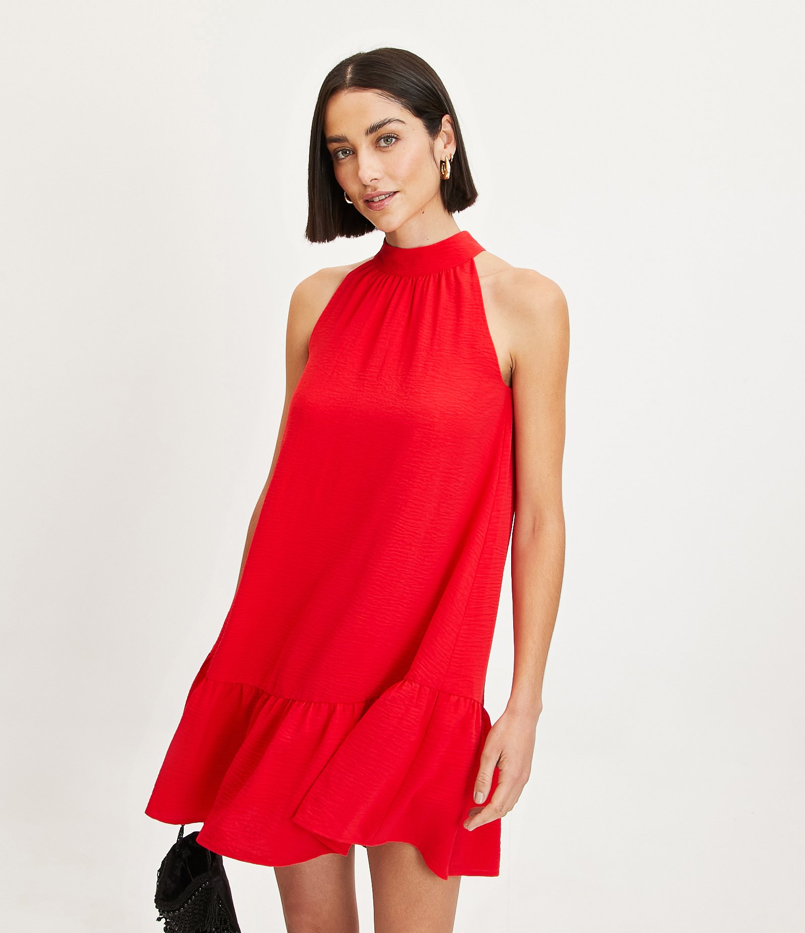 Vestido Airflow Sem Manga com Gola Alta e Franzido 2