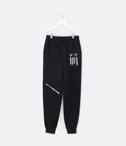 Calça Infantil com Forro Quentinho e Estampa Minecraft - Tam 5 a 14 Anos