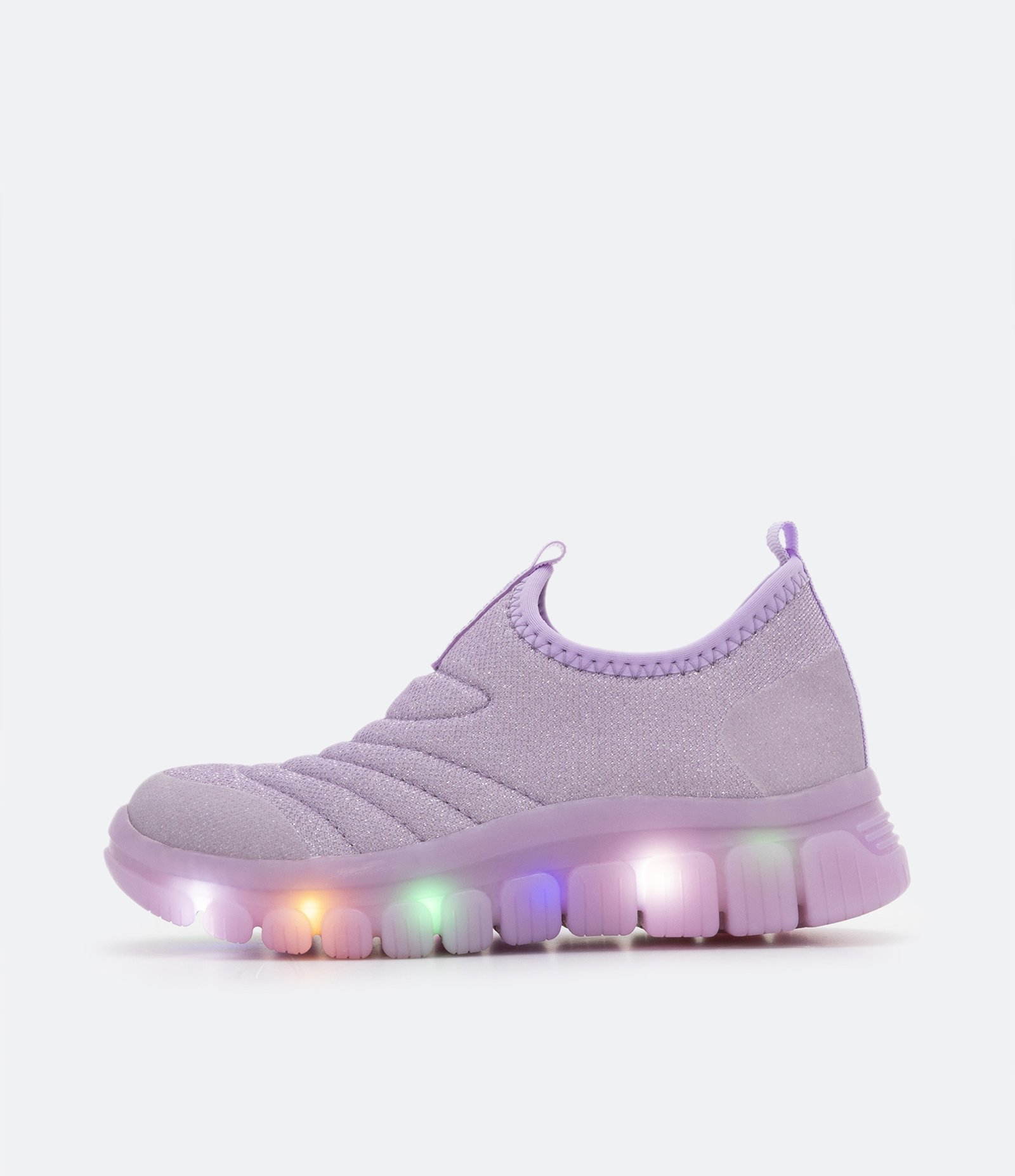 Tênis Calce Fácil Infantil Brilhante com Sola LED - Tam 20 ao 30 Lilás 6