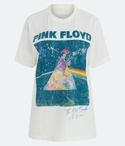 Camiseta em Meia Malha com Manga Curta e Estampa Pink Floyd