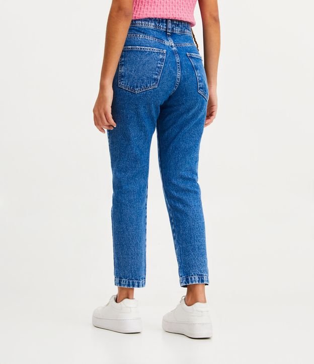 Pantalón Mom en Jeans con Bolsillos Diferenciados Azul 3