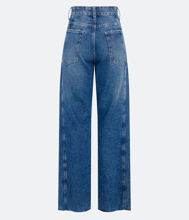 Calça Anos 90 em Jeans com Bolsos e Barra Corte a Fio Azul 6